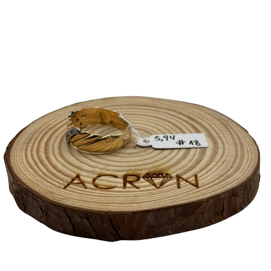 Anillo de Oro 18K Bicolor con Diseño Torcido y Circones – Talla 18 | 5,88 g