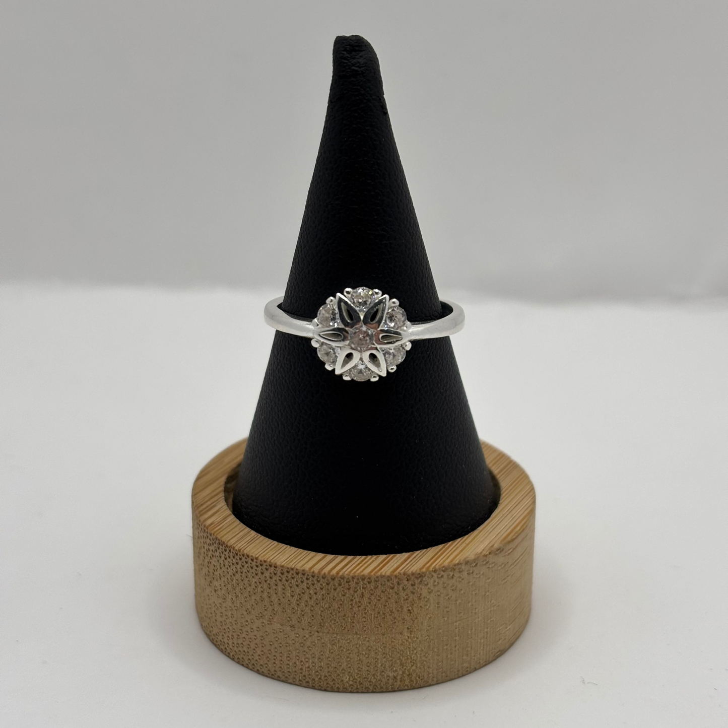Anillo de Plata 925 Mujer Flor con Circones (Talla 17)