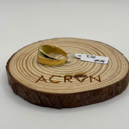 Anillo Sello de Oro 18K con Pavé de Piedras Azules (4,56 g)