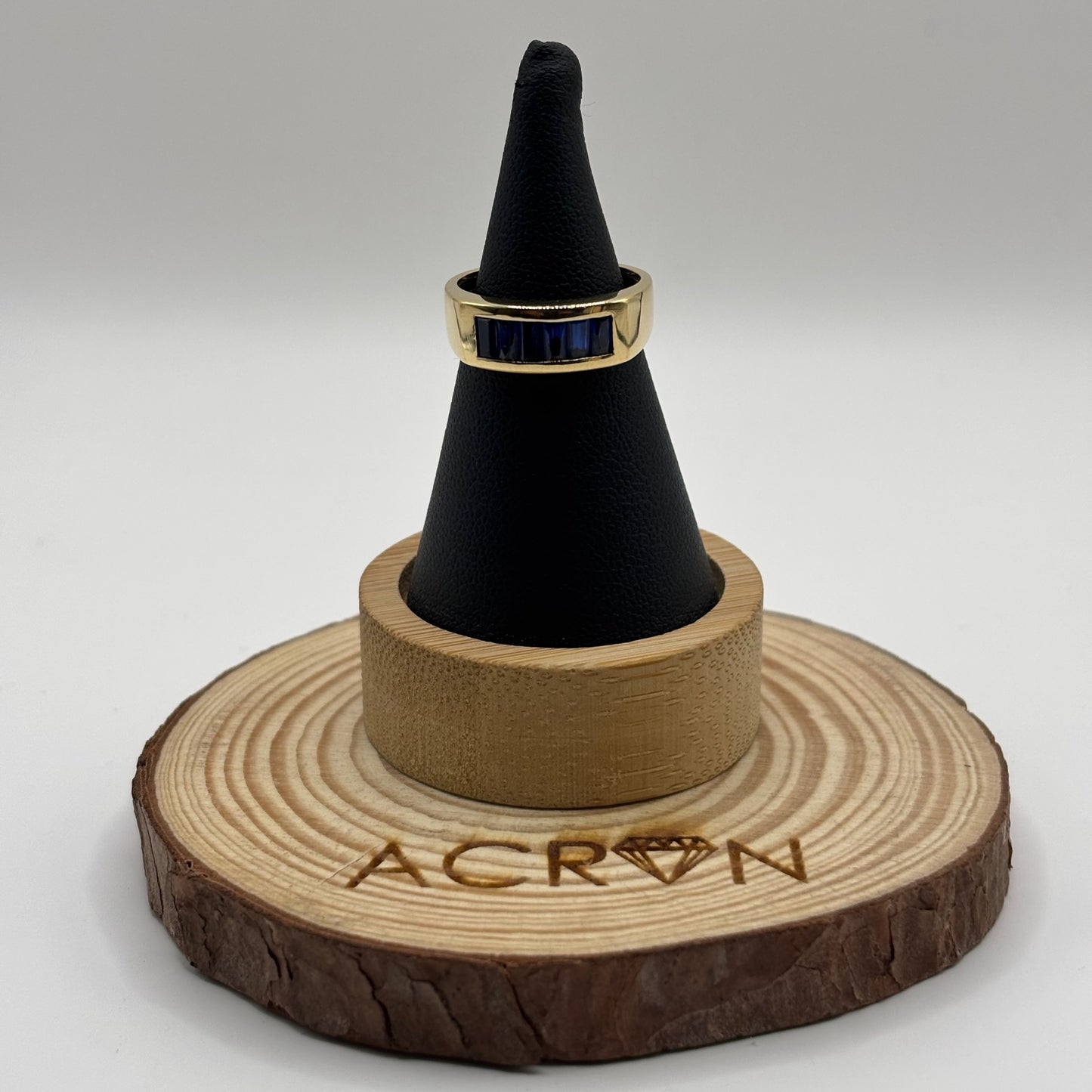 Anillo Cintillo de Oro 18K con Zafiros Azules (3,55 g)