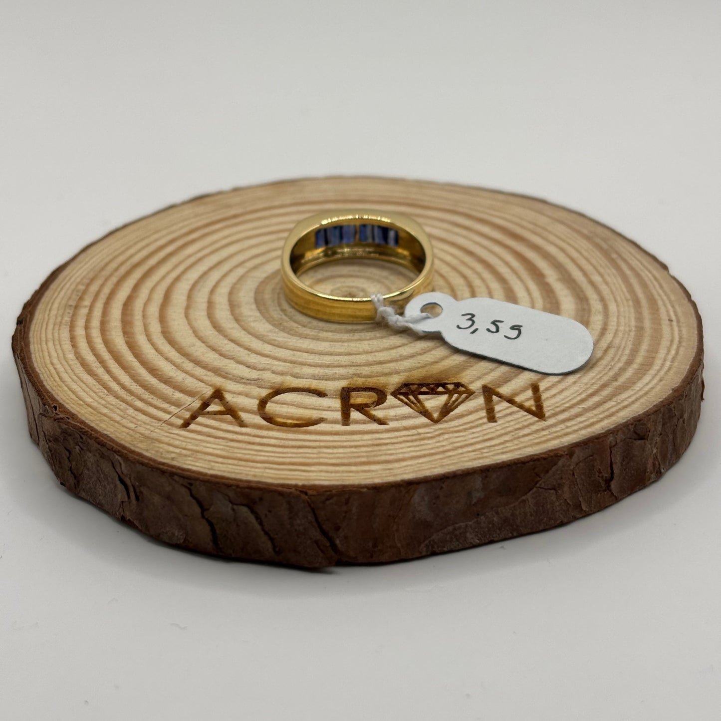 Anillo Cintillo de Oro 18K con Zafiros Azules (3,55 g)