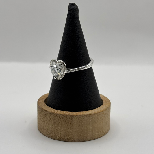 Anillo de Plata 925 Mujer Corazón con Moissanita y Circones (Talla 16)