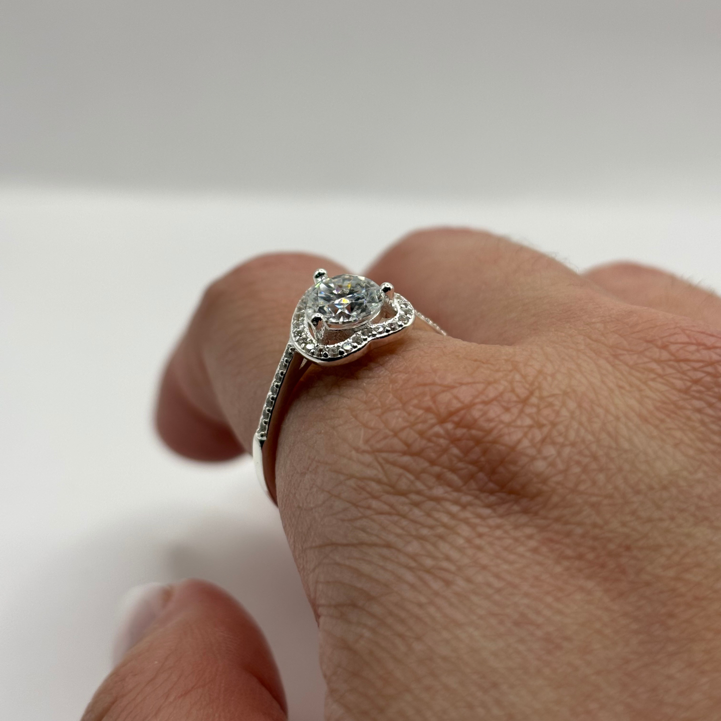 Anillo de Plata 925 Mujer Corazón con Moissanita y Circones (Talla 16)