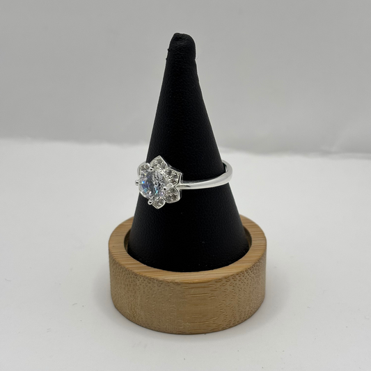 Anillo de Plata 925 Mujer Flor con Circón (Talla 21)