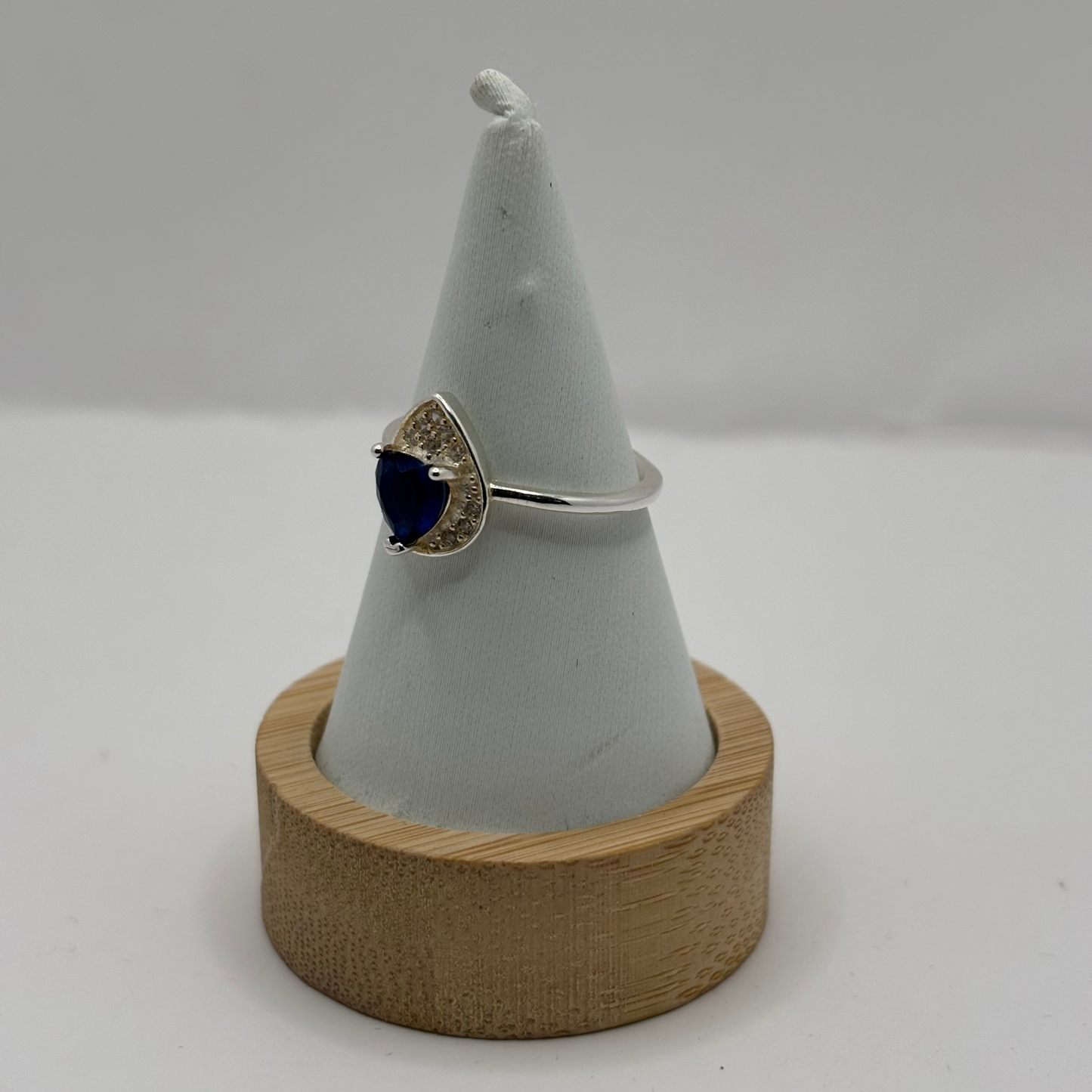Anillo de Plata 925 Mujer Circón Corazón Azul (Talla 14)