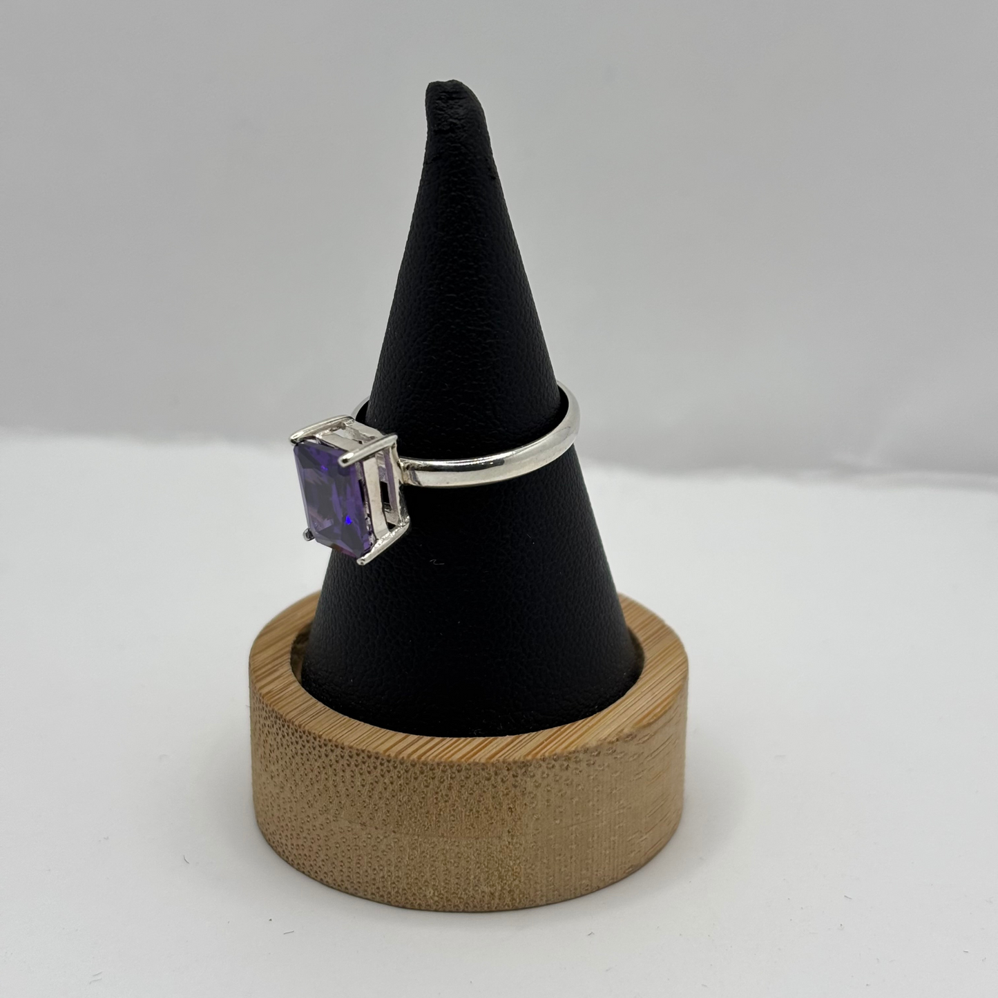 Anillo de Plata 925 Mujer Circón Morado (Talla 15)