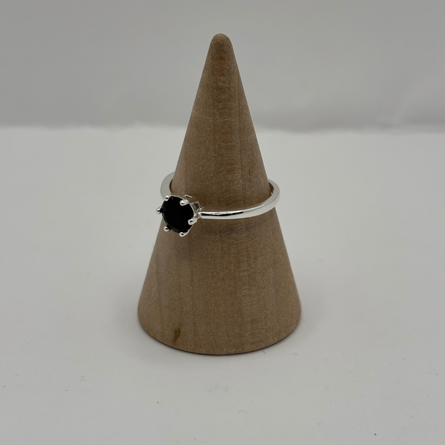 Anillo de Plata 925 Mujer Circón Negro (Talla 14)