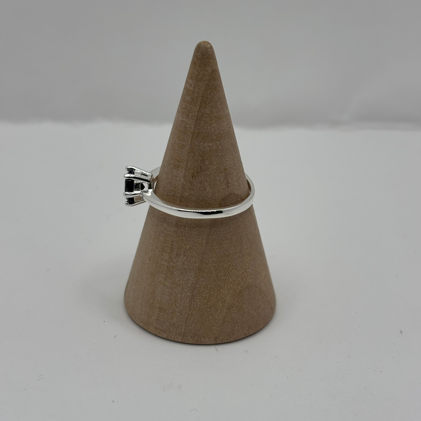 Anillo de Plata 925 Mujer Circón Negro (Talla 14)