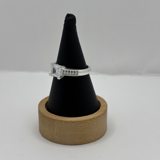 Anillo de Plata 925 Mujer Circones Piedra Central (Talla 15)