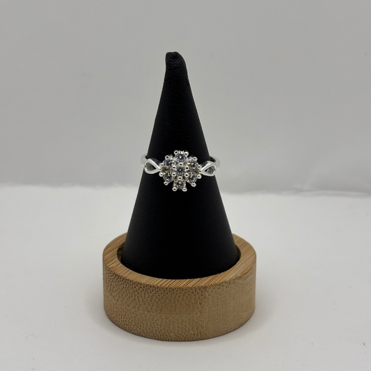 Anillo de Plata 925 Mujer Flor con Circones (Talla 12)