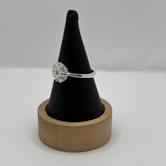 Anillo de Plata 925 Mujer Flor con Circones (Talla 17)