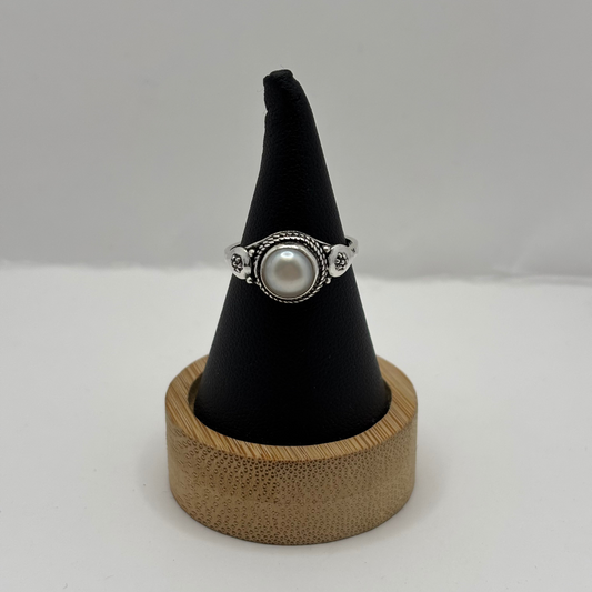 Anillo de Plata 925 Mujer Solitario Perla (Talla 14)