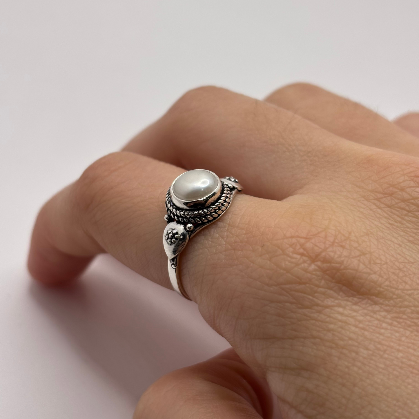 Anillo de Plata 925 Mujer Solitario Perla (Talla 14)