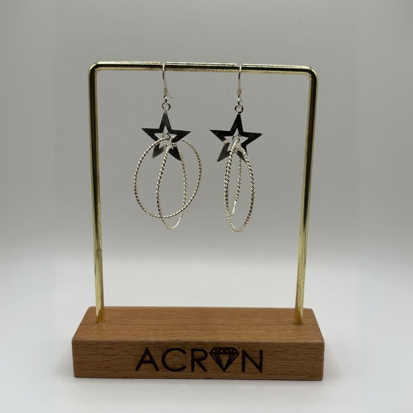 Aros Colgantes Estrella y Círculos en Plata Mujer