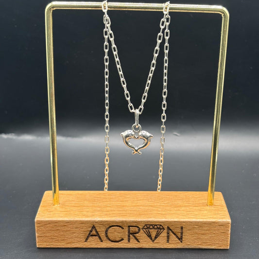 Colgante de Plata 925 Delfines en Corazón