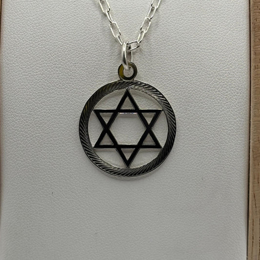 Colgante Estrella de David Circular en Plata 925