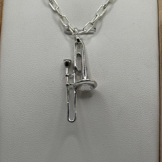 Colgante de Trombón Detallado en Plata 925