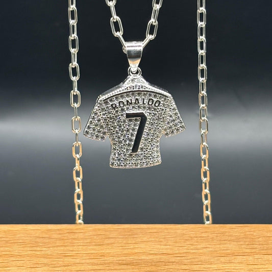 Colgante Camiseta Cristiano Ronaldo CR7 con Circones en Plata 925