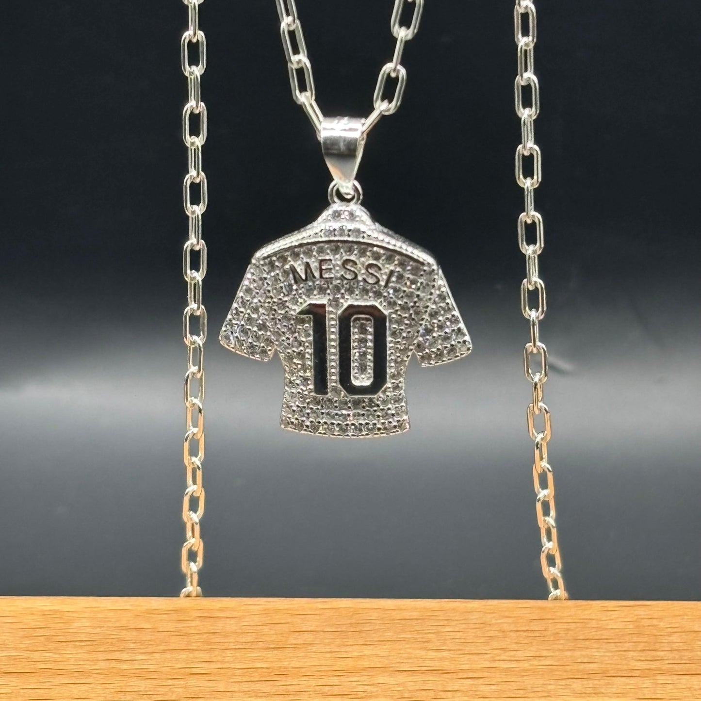 Colgante Camiseta Messi con Circones en Plata 925