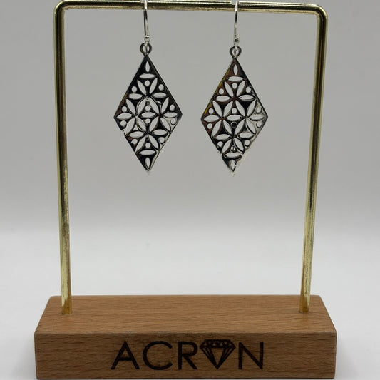 Conjunto Diseño Rombo Calado en Plata 925