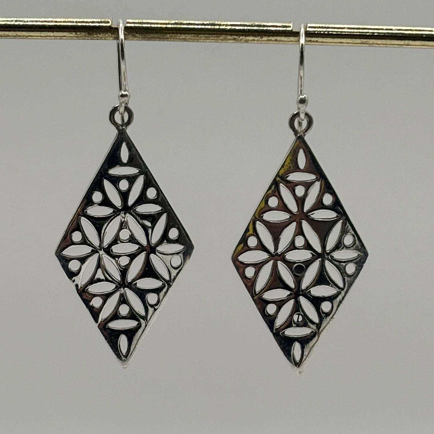 Conjunto Diseño Rombo Calado en Plata 925