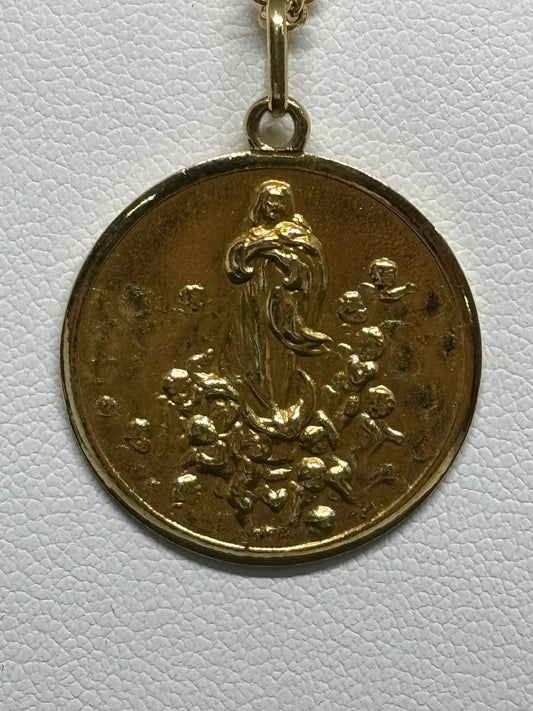 Colgante de Oro 18K Virgen María Inmaculada Concepción