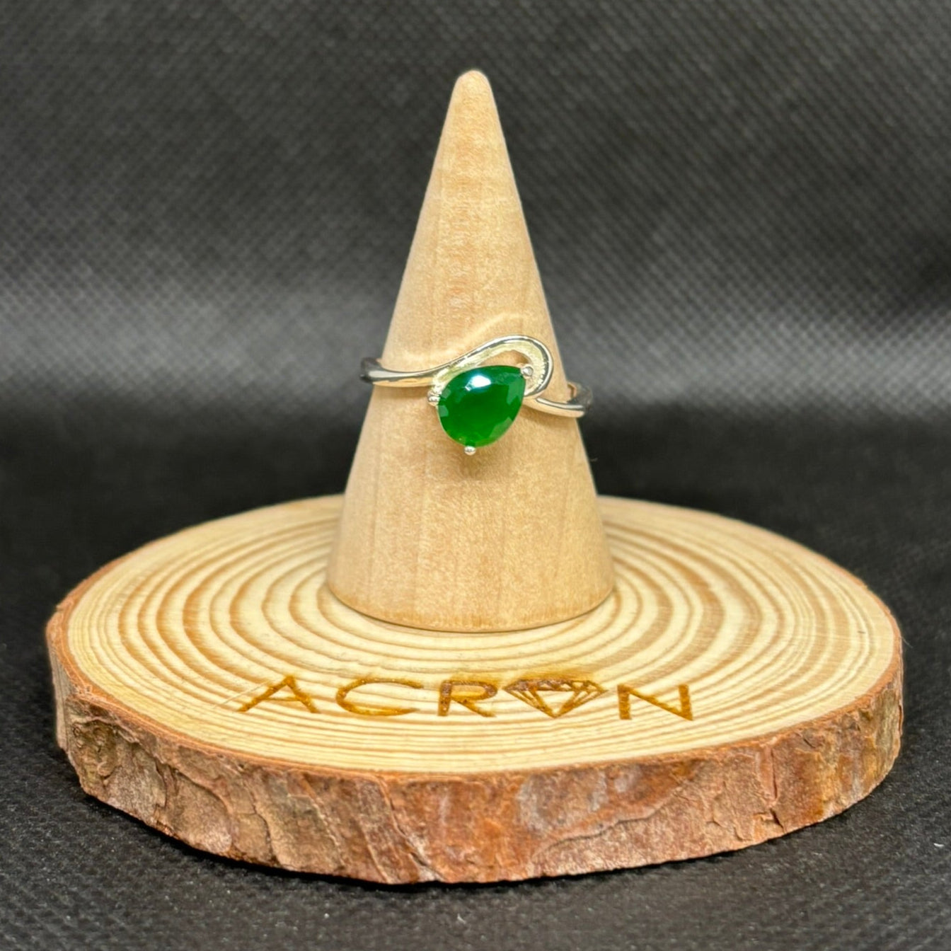 Anillo de Plata Zircón Verde Mujer