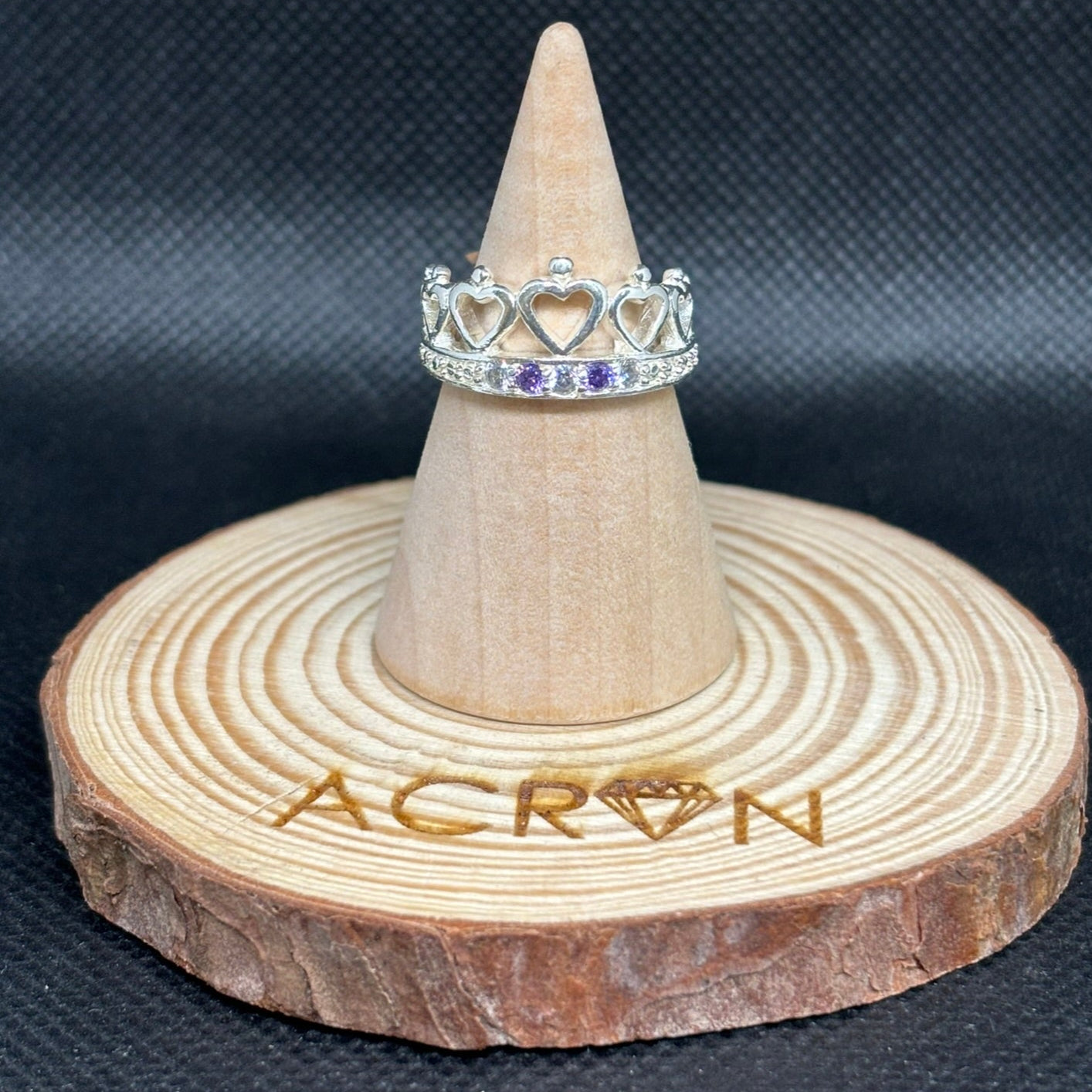 Anillo de Plata Corona Corazones