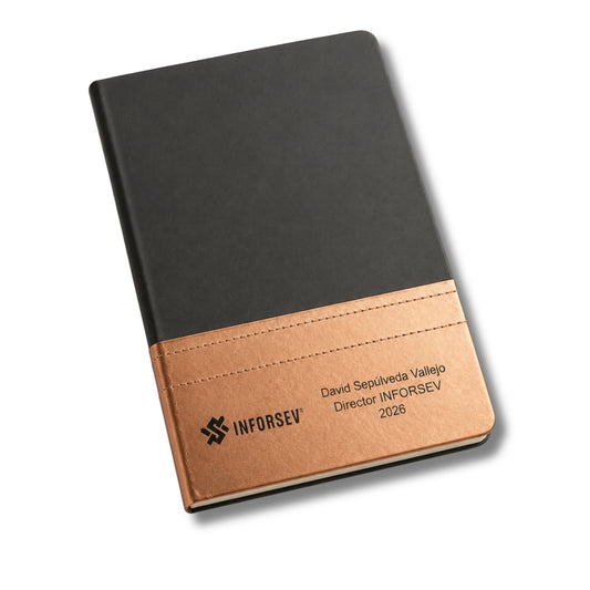 Libreta Minera Bicolor Cobre y Negro Personalizada