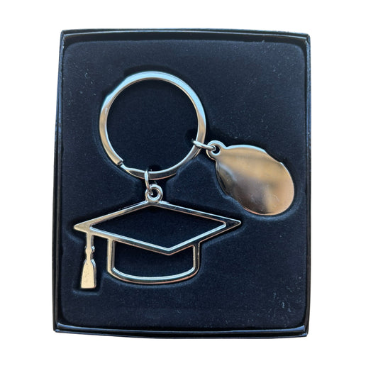 Llavero Metálico Birrete de Graduación Grabado Personalizado