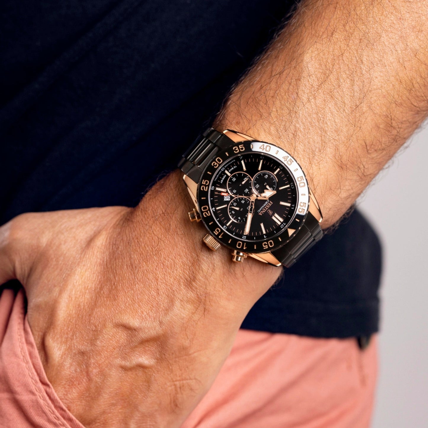 Reloj Festina Hombre F20578/1 Ceramic Negro Dorado