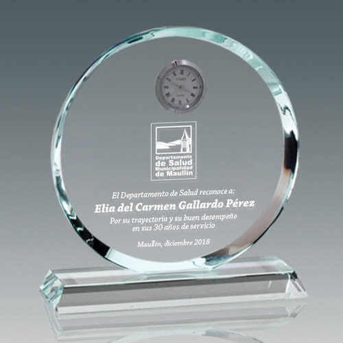 Galvano de Cristal con Reloj CC01 + Grabado Láser