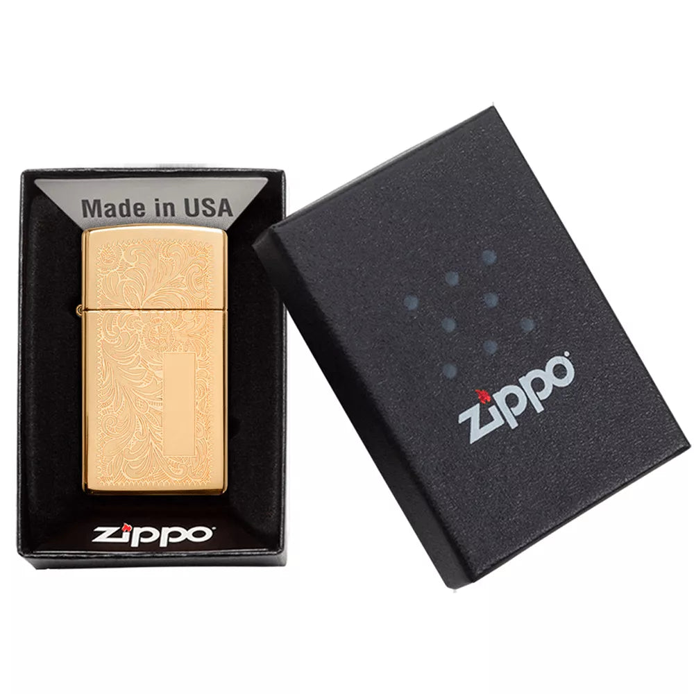 Encendedor Zippo Slim Brass Venetian 1652B