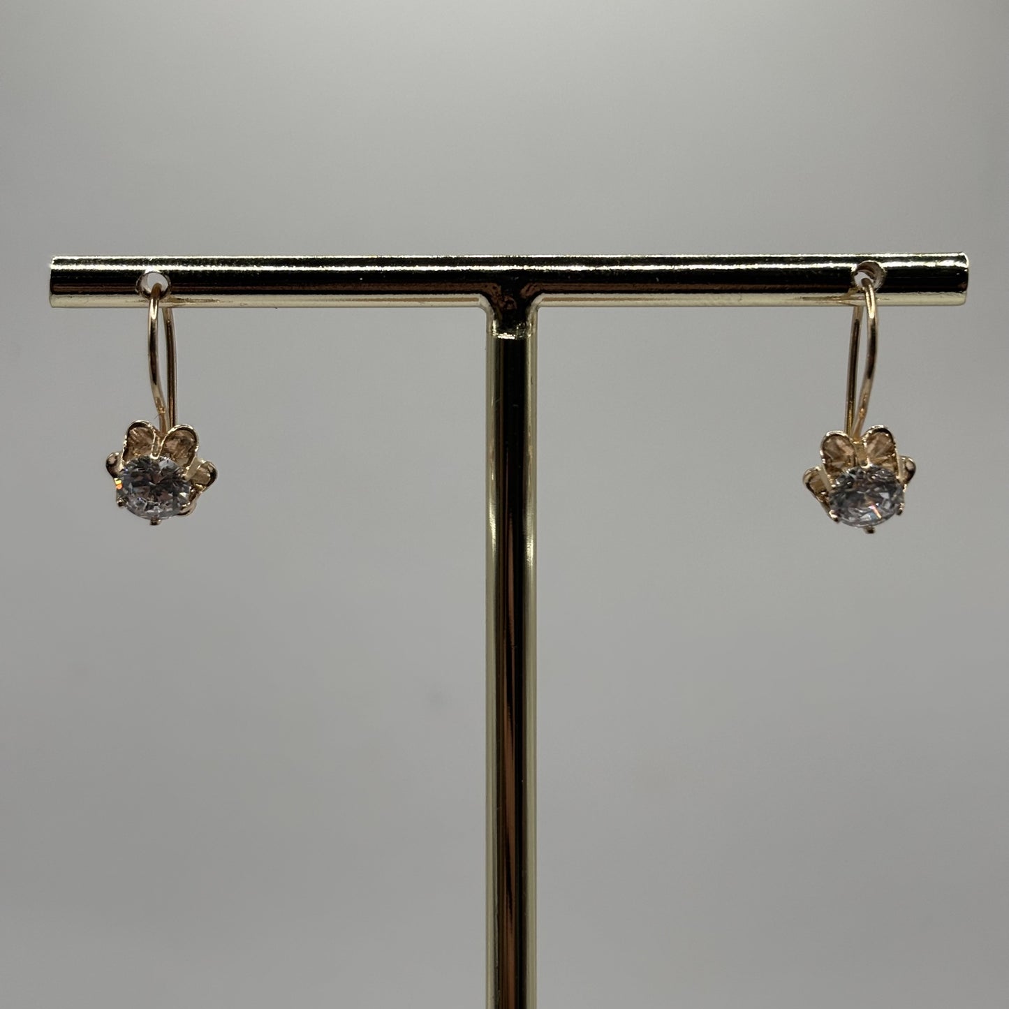 Aros Colgantes Oro 18K Chatón con Circón (2,19 g)