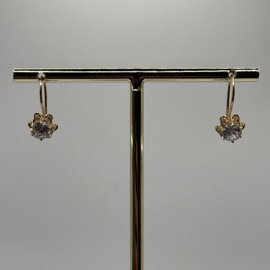 Aros Colgantes Oro 18K Chatón con Circón (2,19 g)