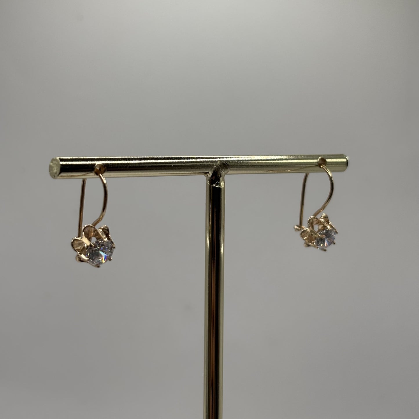 Aros Colgantes Oro 18K Chatón con Circón (2,19 g)