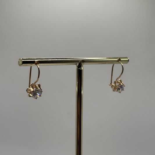 Aros Colgantes Oro 18K Chatón con Circón (2,19 g)