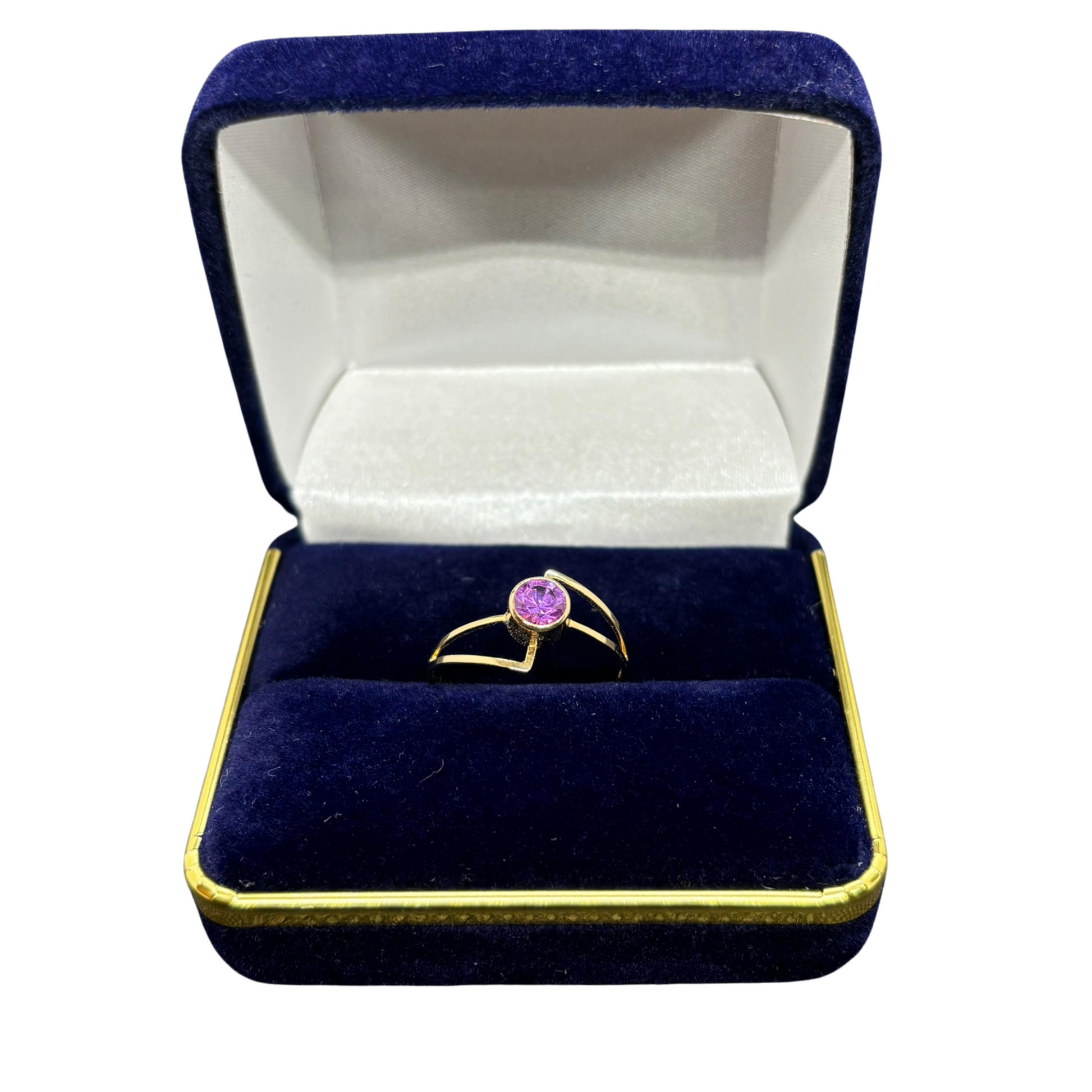 Anillo Oro 18K Mujer Piedra Morada