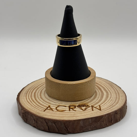 Anillo Cintillo de Oro 18K con Zafiros Azules (3,55 g)