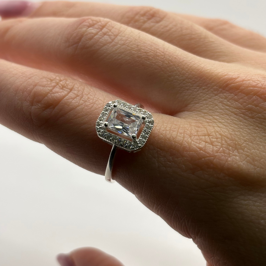 Anillo de Plata 925 Mujer con Circones (Talla 14)