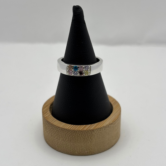 Anillo de Plata 925 Mujer Circones de Colores (Talla 14)