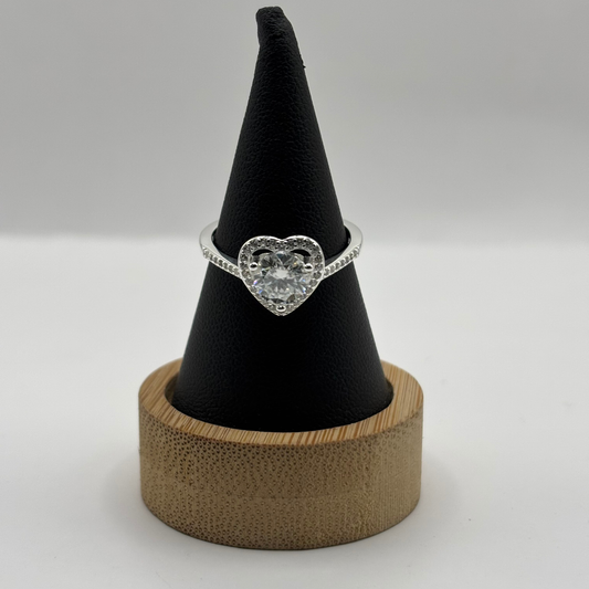 Anillo de Plata 925 Mujer Corazón con Moissanita y Circones (Talla 16)