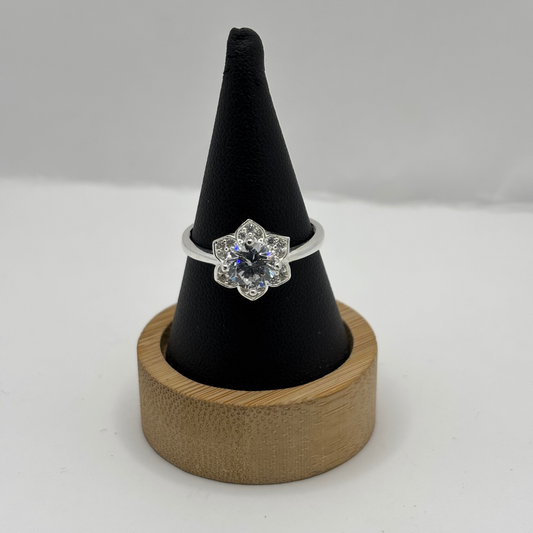 Anillo de Plata 925 Mujer Flor con Circón (Talla 21)