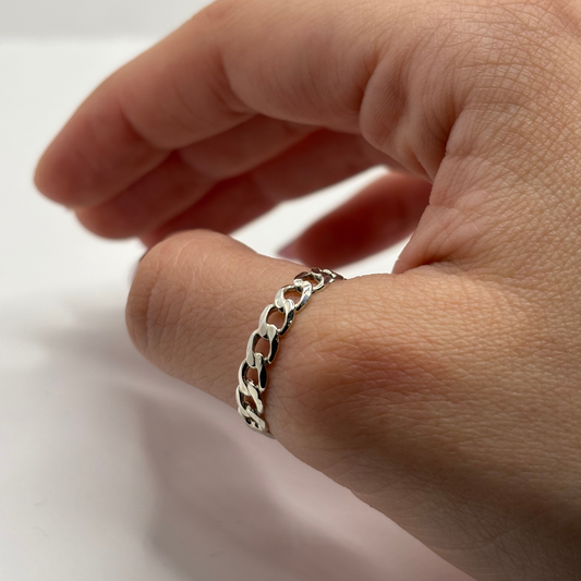 Anillo de Plata 925 Mujer Tejido Grumet (Talla 19)