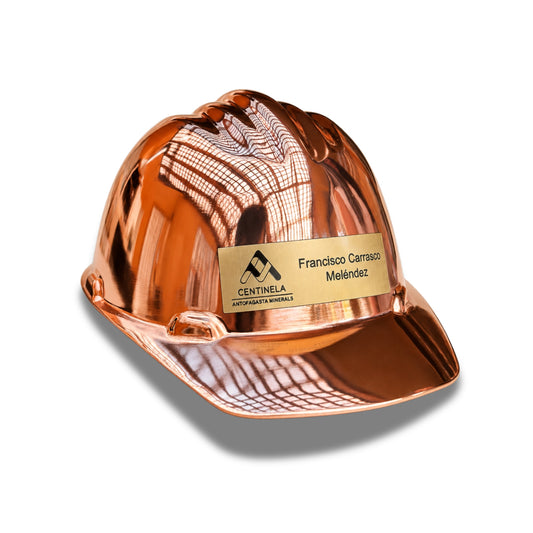 Casco Minero Encobrizado Personalizado con Placa Grabada