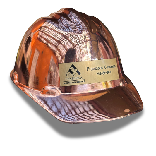 Casco Minero Zamak Encobrizado Grabado Personalizado