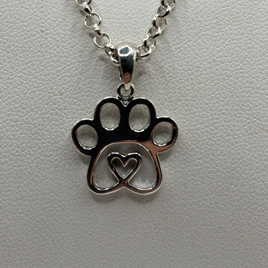 Colgante Patita de Perro Corazón Unisex en Plata 925