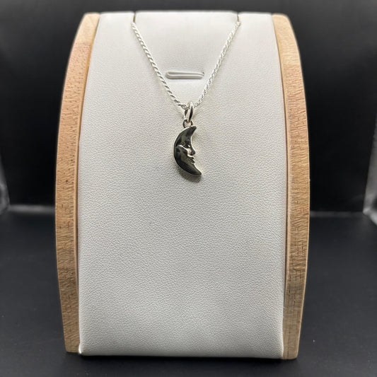 Colgante Media Luna con Cara en Plata 925 (2 cm)