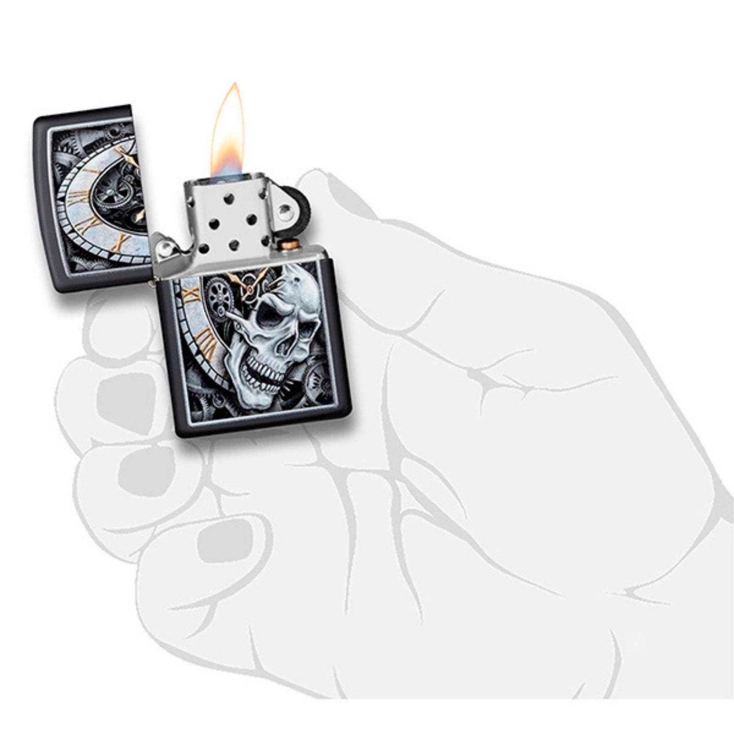 Encendedor Zippo 29854 Skull Clock Design