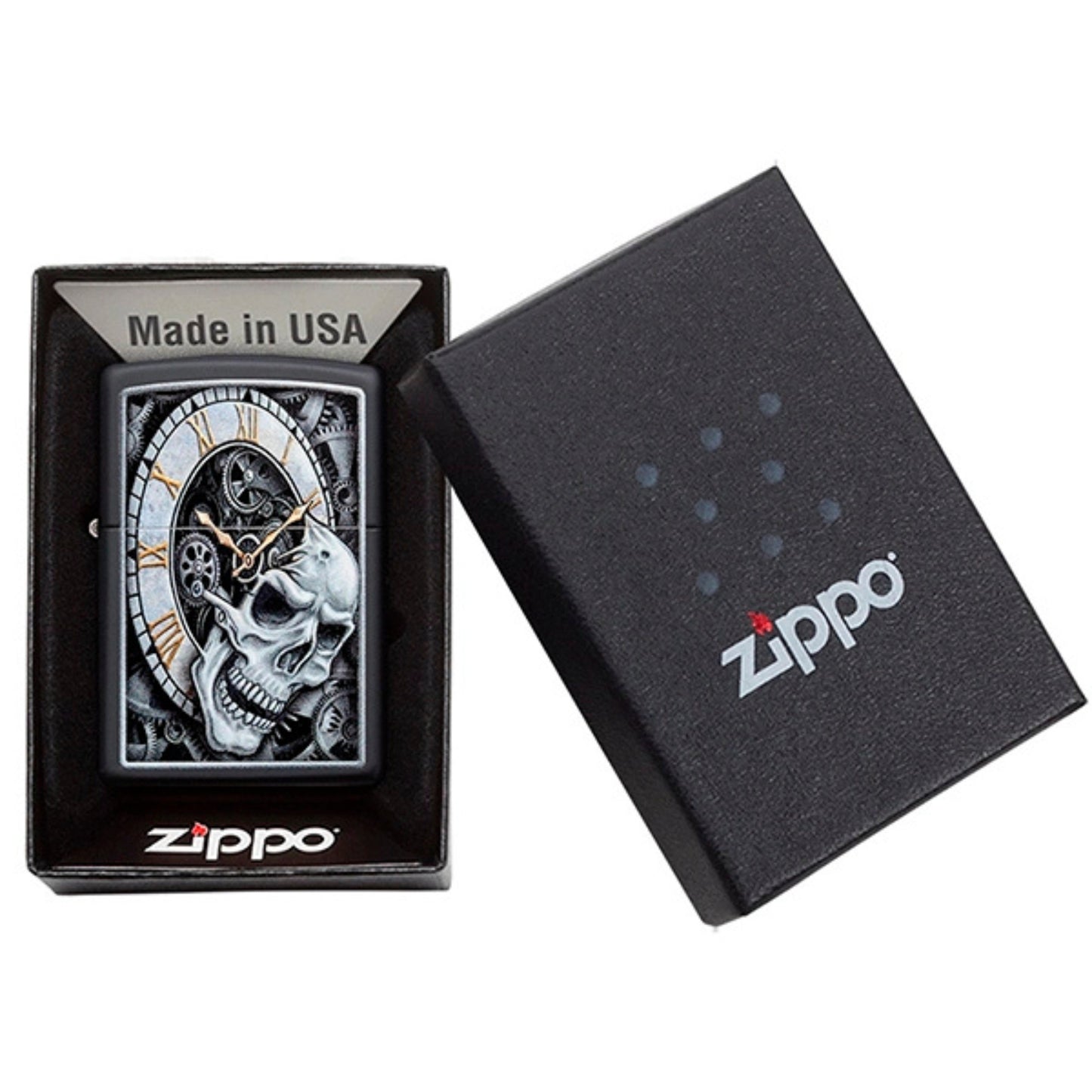 Encendedor Zippo 29854 Skull Clock Design